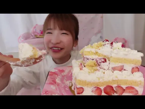 大食い逆再生 山盛りショートケーキ×もえあず