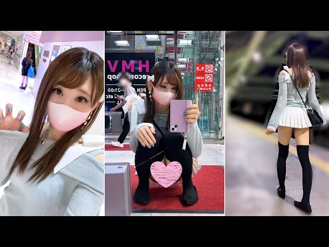 再【外出】ニーハイが似合うエッチな超ミニスカート♥だけど見えそうで見えないギリギリを攻めてみた♡【パンチラ、よそきわちゅーぶ】